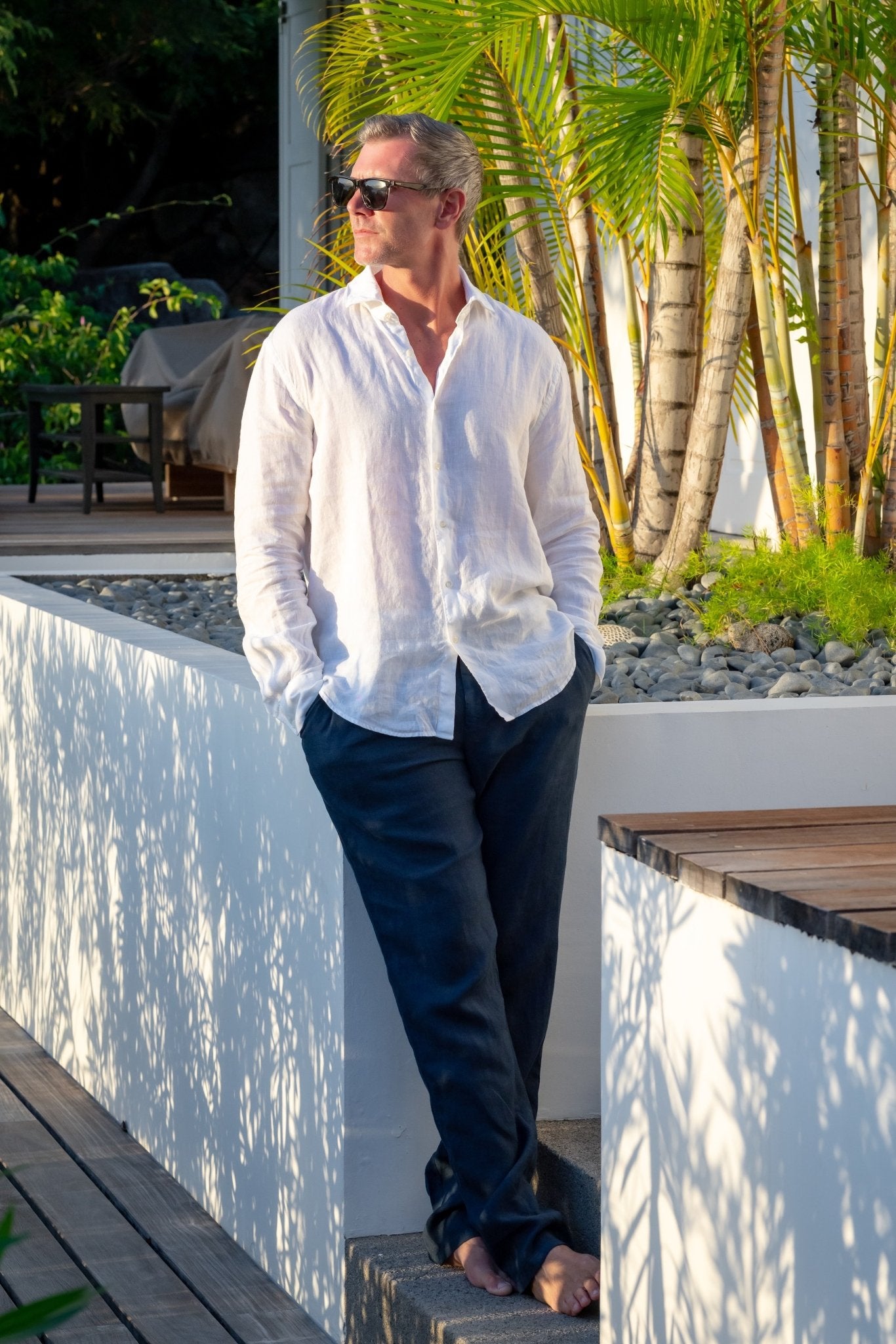 Nicolas Linen Trousers in Navy - Pants - Jacques Zolty Saint Barths