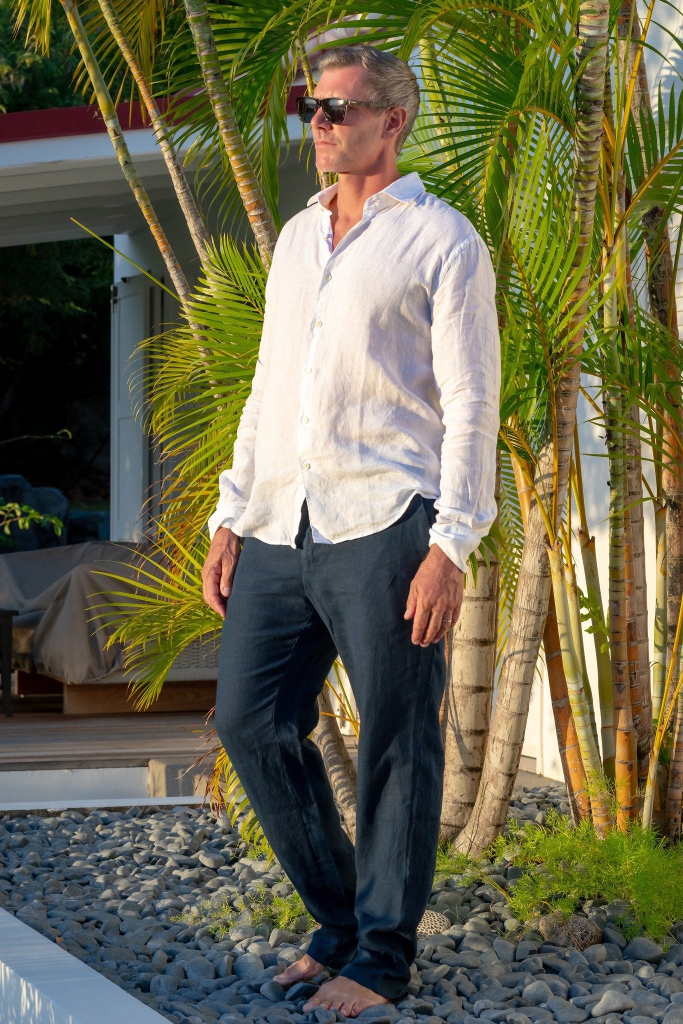 Nicolas Linen Trousers in Navy - Pants - Jacques Zolty Saint Barths