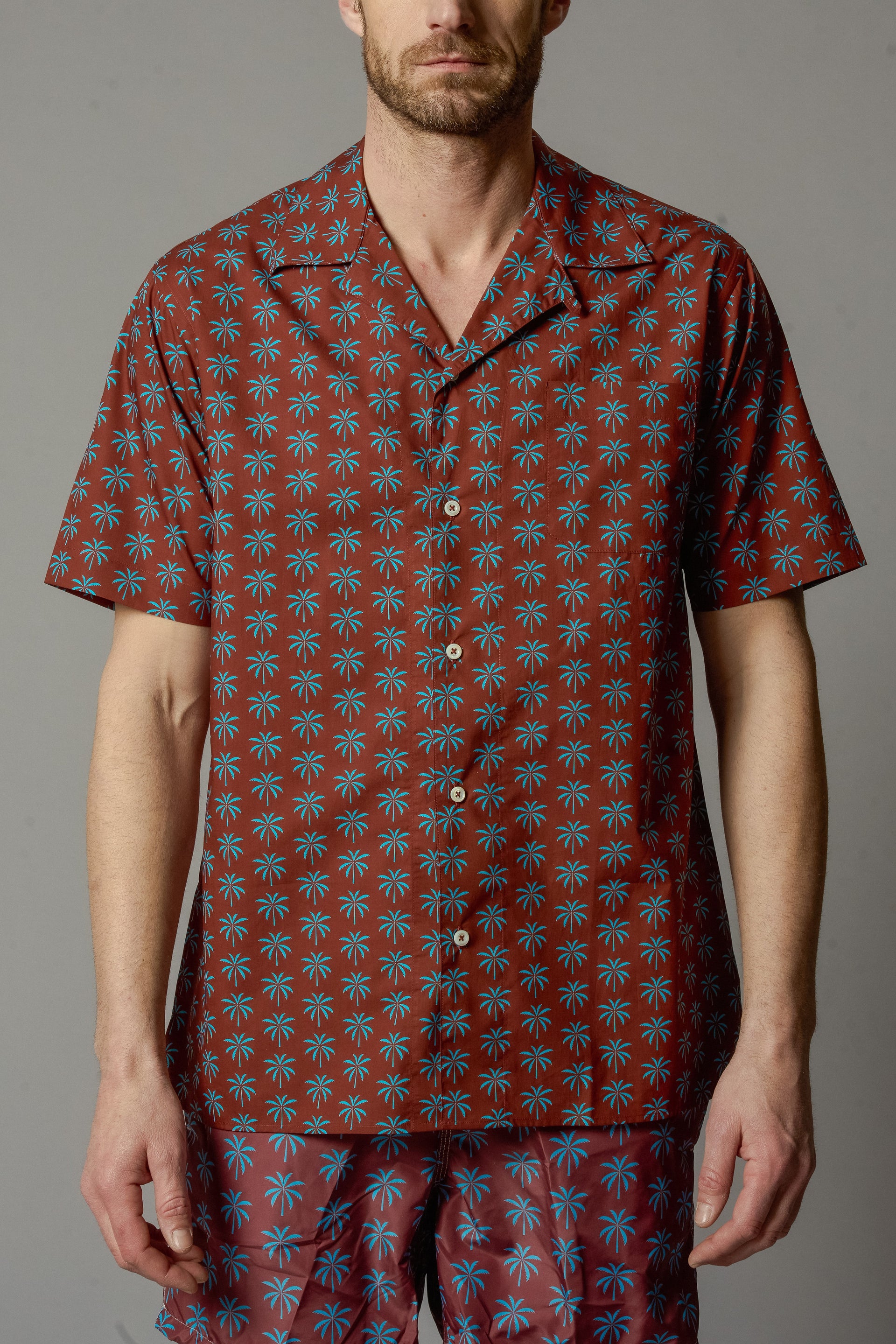 ARNAUD Mens Cotton Shirt Palms 2 Colors