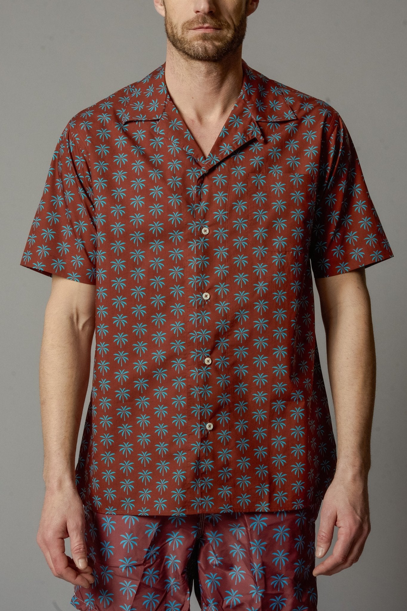 ARNAUD Men's Cotton Shirt Palms - Shirts - Jacques Zolty Saint Barths