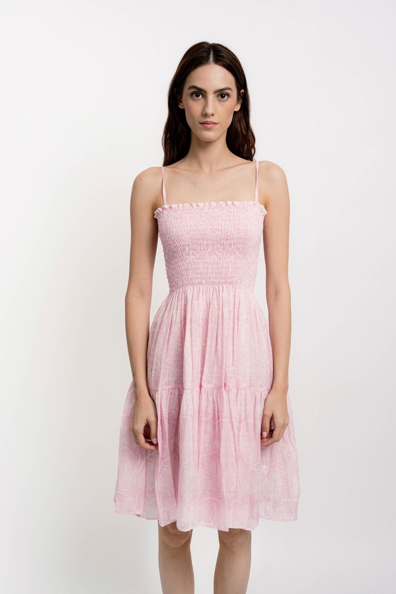BROOKE Short Strap Dress Silky Cotton VM Print - Dresses - Jacques Zolty Saint Barths