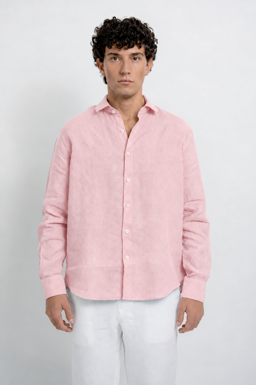 Jacques Linen Shirt in Pale Pink