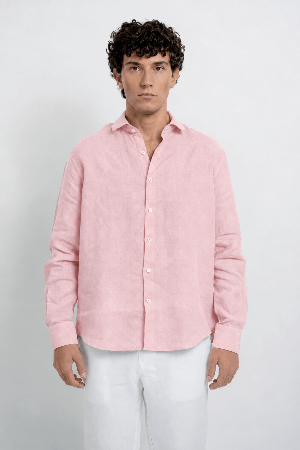 Jacques Linen Shirt in Pale Pink - Shirts - Jacques Zolty Saint Barths