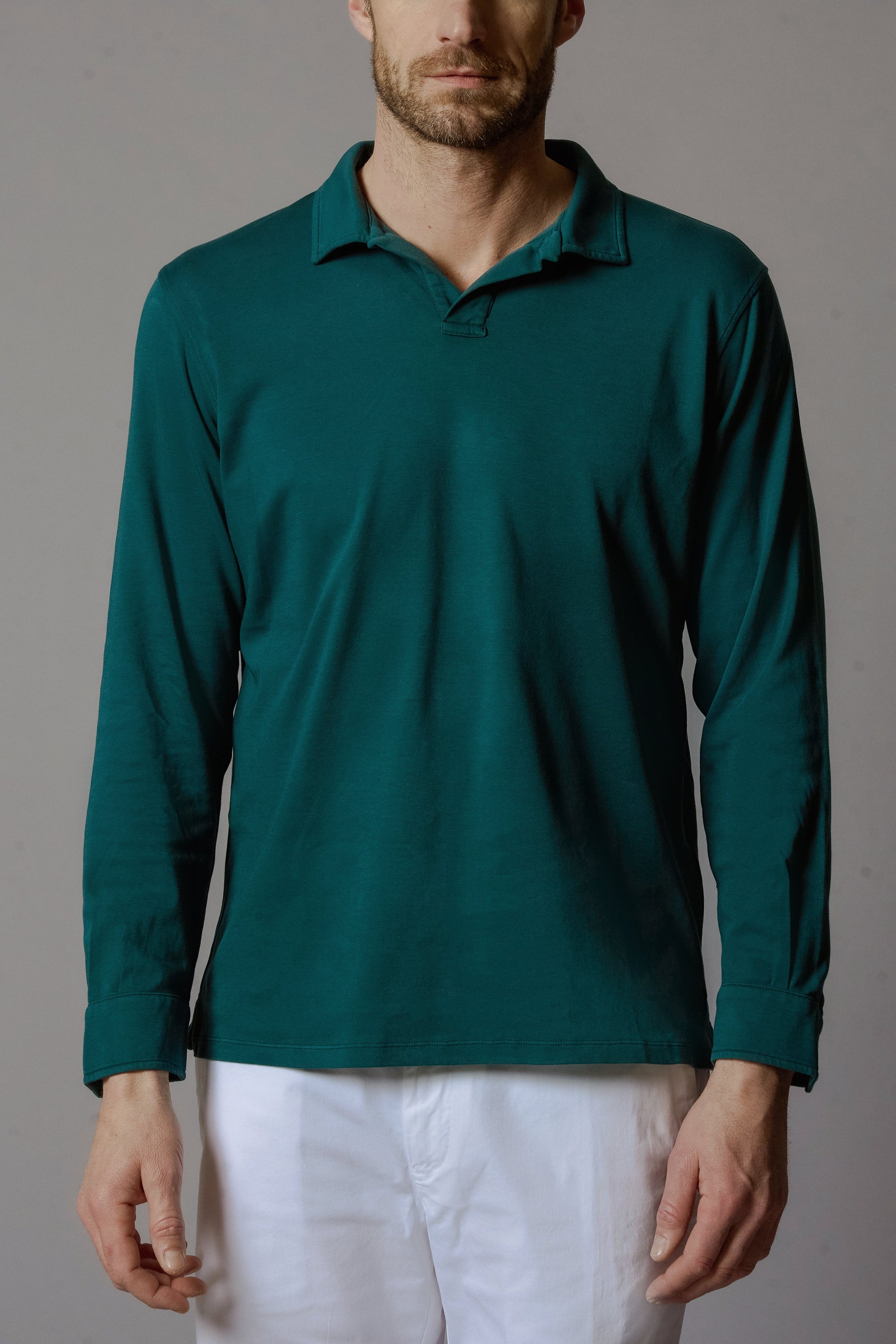 PAUL LS Mens Cotton Polo Long Sleeves Solid Colors