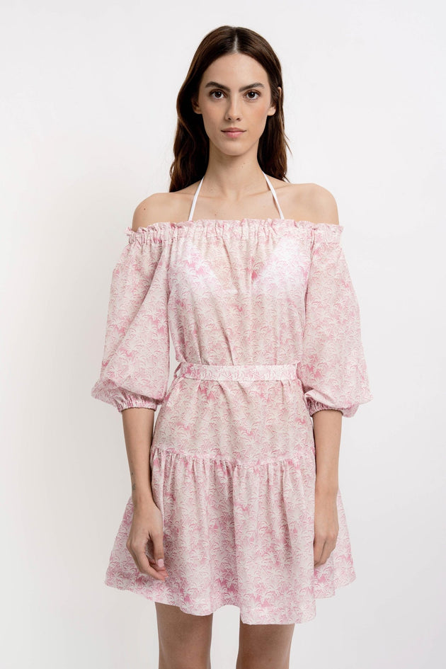 GISELLE Women's Short Dress Palms Print - Dresses - Jacques Zolty Saint Barths
