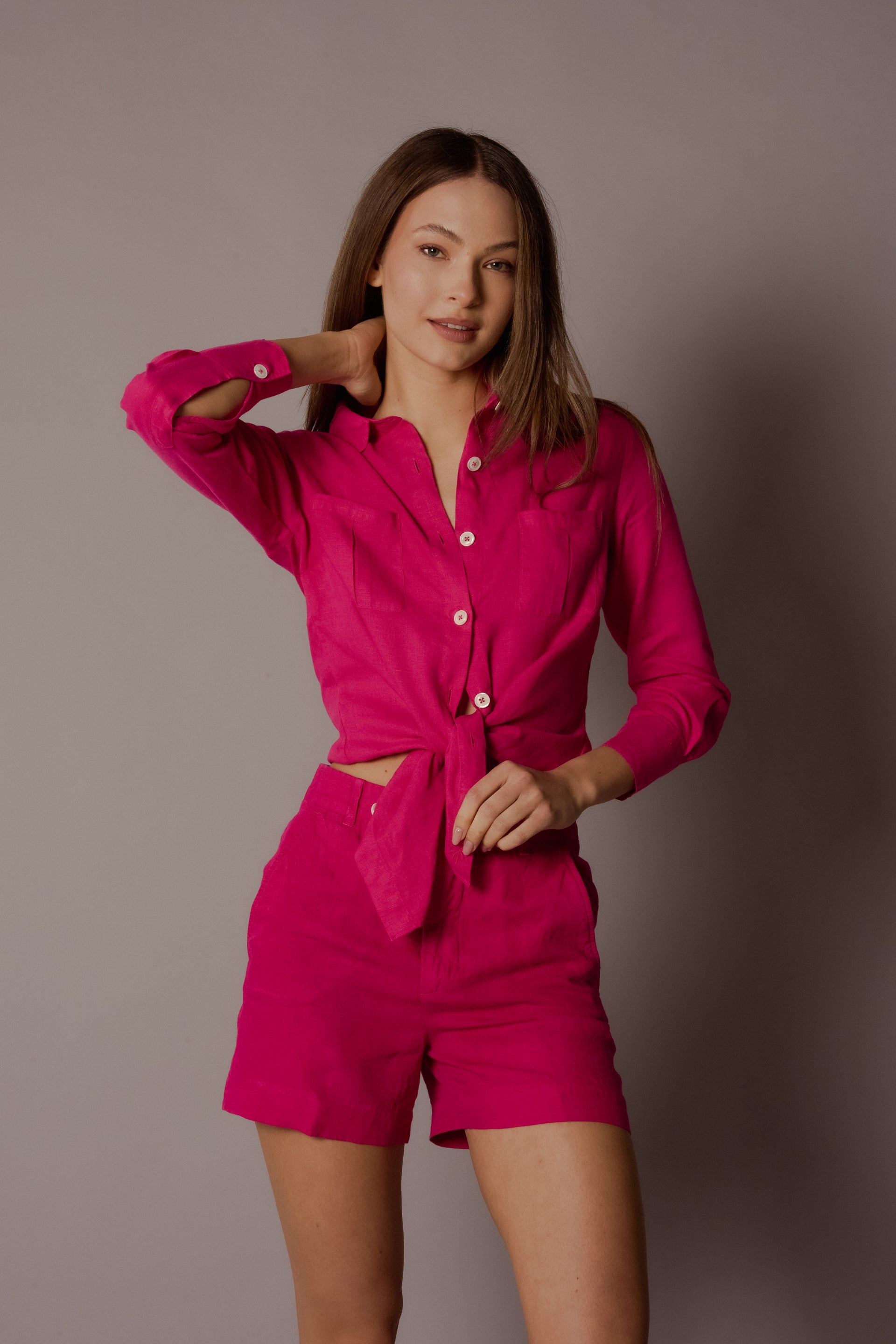 JOEY Womens Shorts Linen Solid Colors
