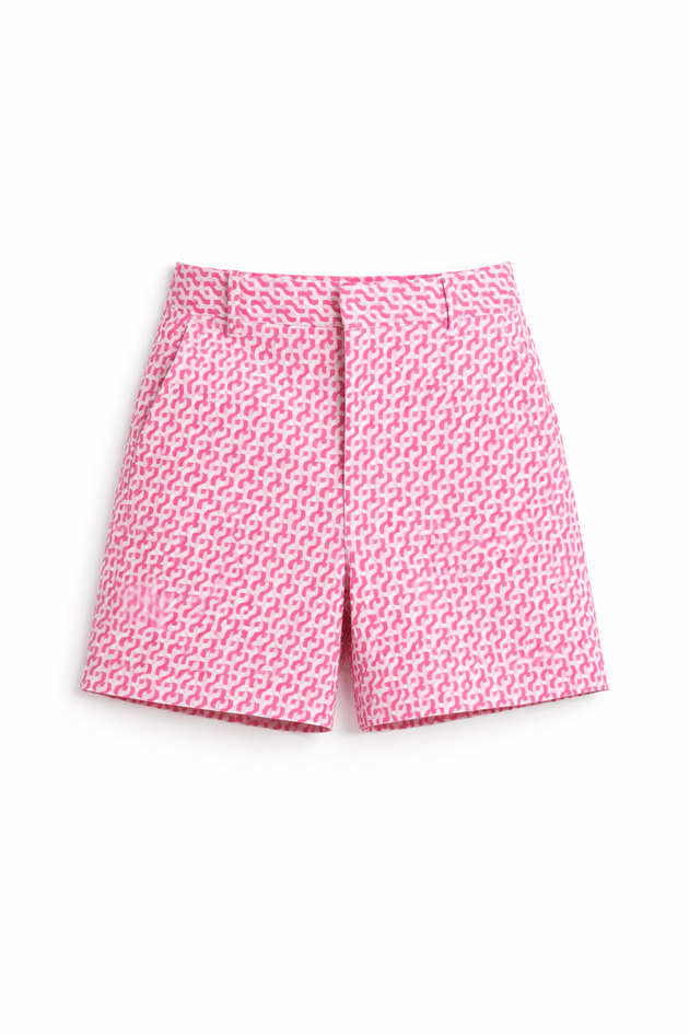 JOEY Shorts Cotton Print JZ Pink - Shorts - Jacques Zolty Saint Barths