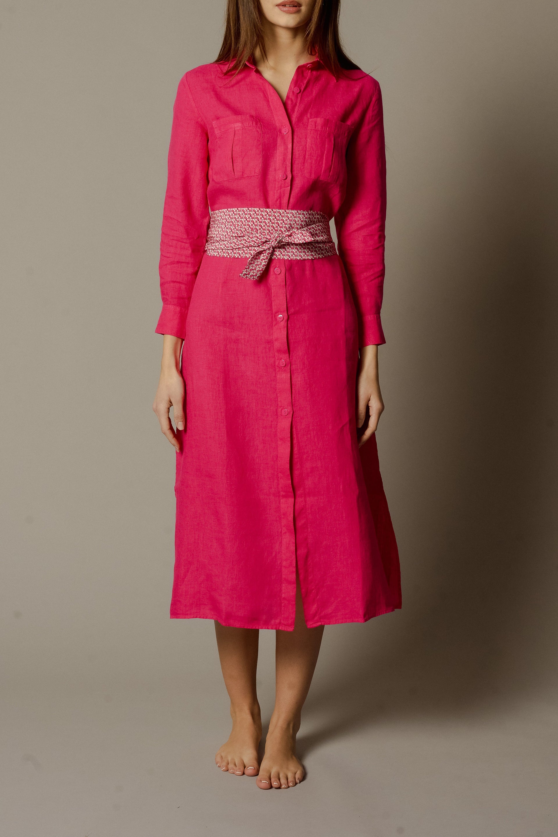 ALEXANDRA Long Shirt Dress Linen