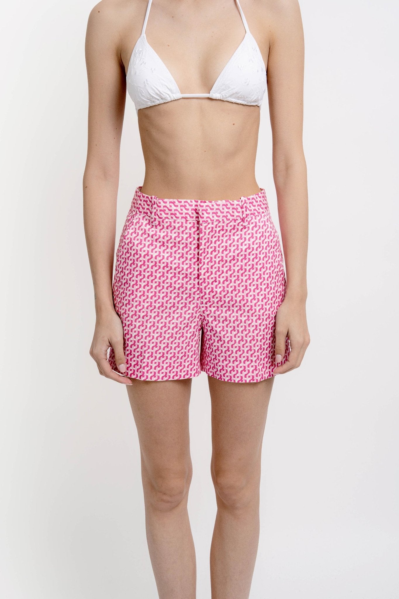 JOEY Shorts Cotton Print JZ Pink - Shorts - Jacques Zolty Saint Barths