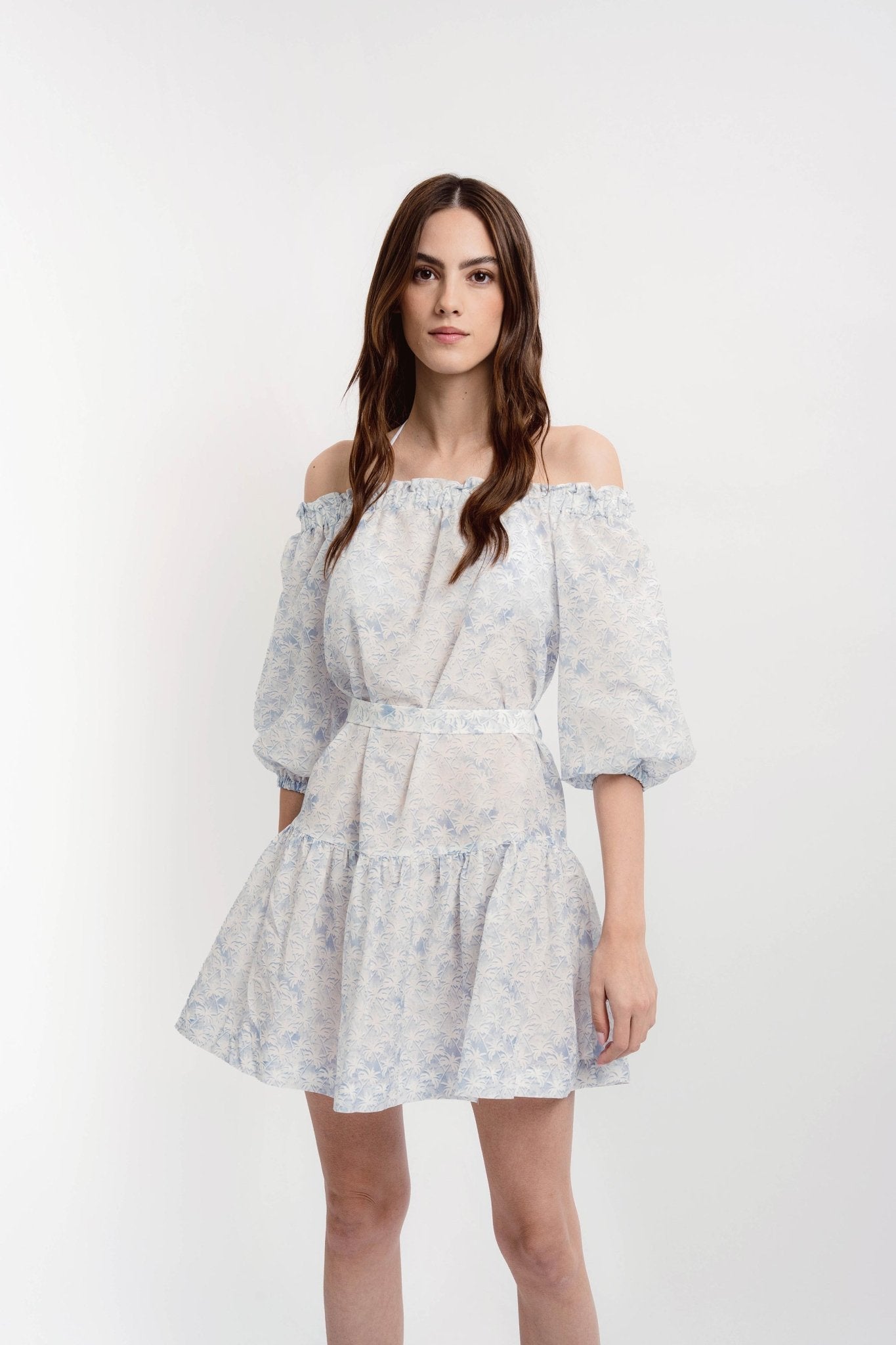 GISELLE Women's Short Dress Palms Print - Dresses - Jacques Zolty Saint Barths