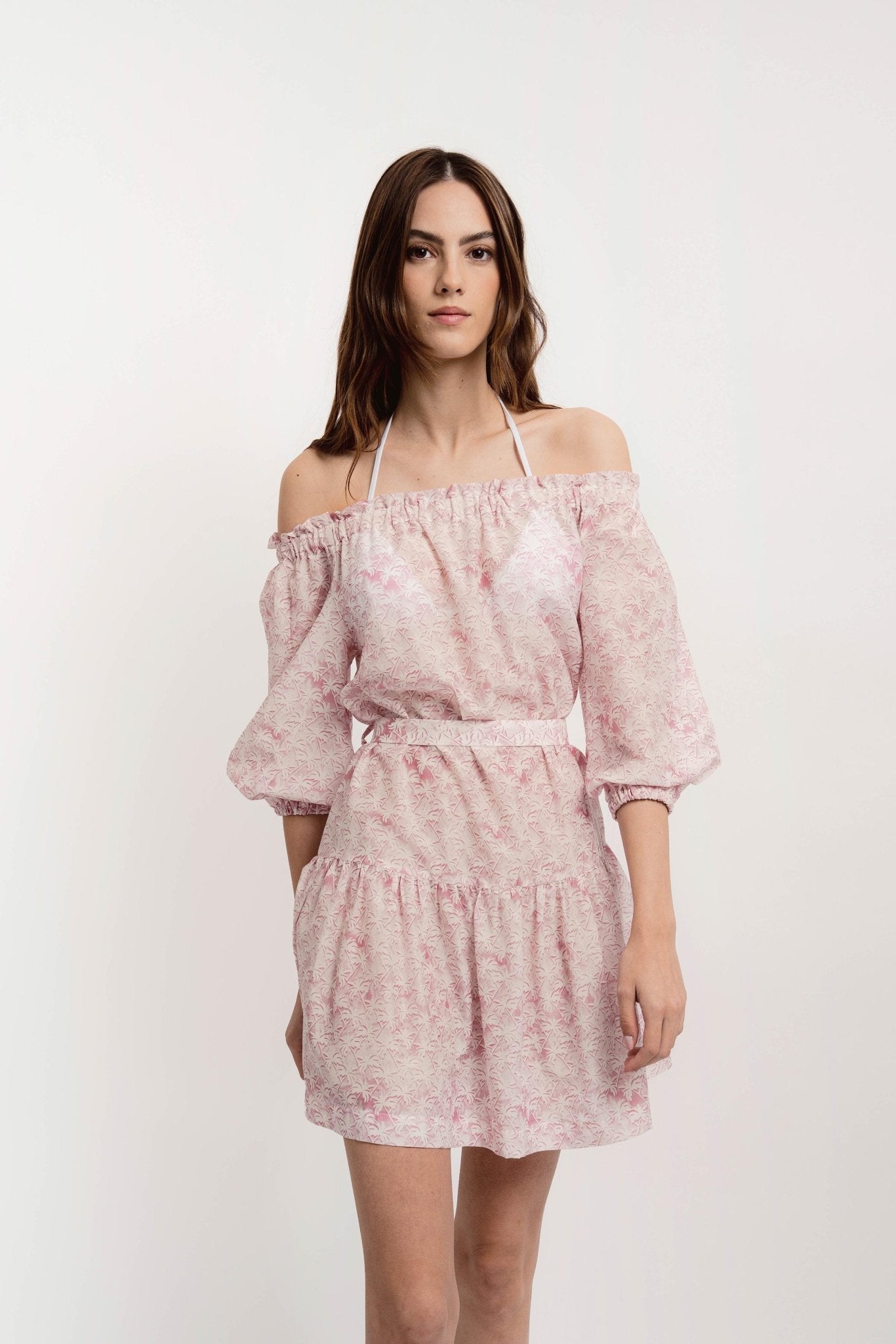 GISELLE Women's Short Dress Palms Print - Dresses - Jacques Zolty Saint Barths