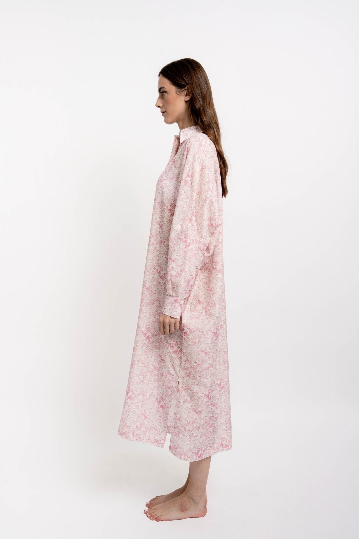 KATE Long Shirt Dress Palms Print - Dresses - Jacques Zolty Saint Barths