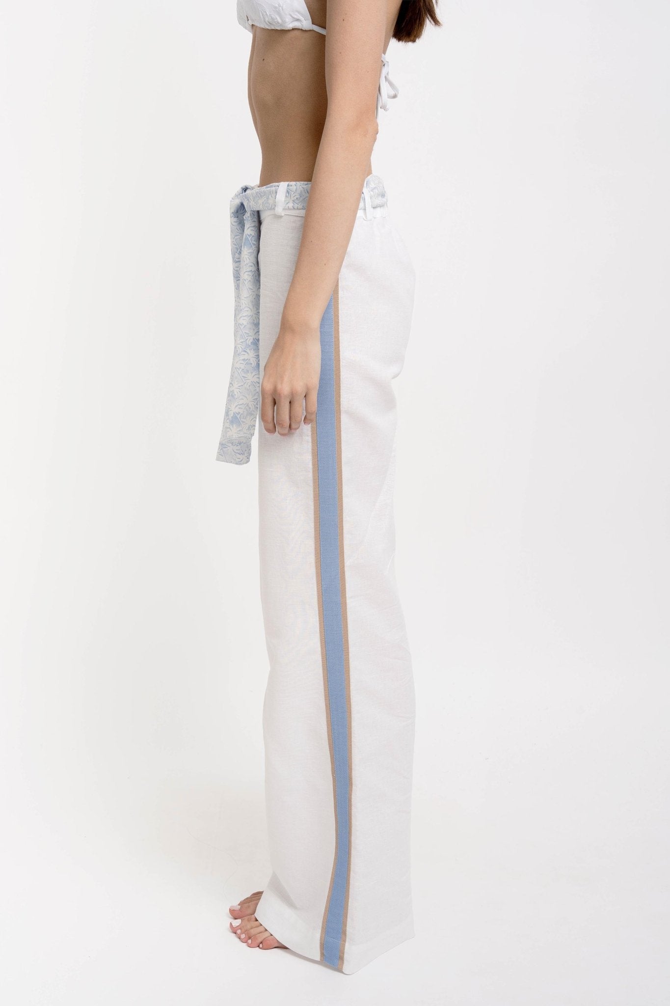 KEYLA Women's Striped Trousers Linen - Pants - Jacques Zolty Saint Barths