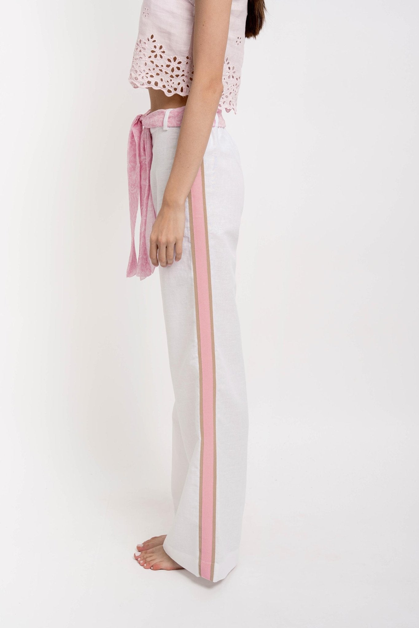 KEYLA Women's Striped Trousers Linen - Pants - Jacques Zolty Saint Barths