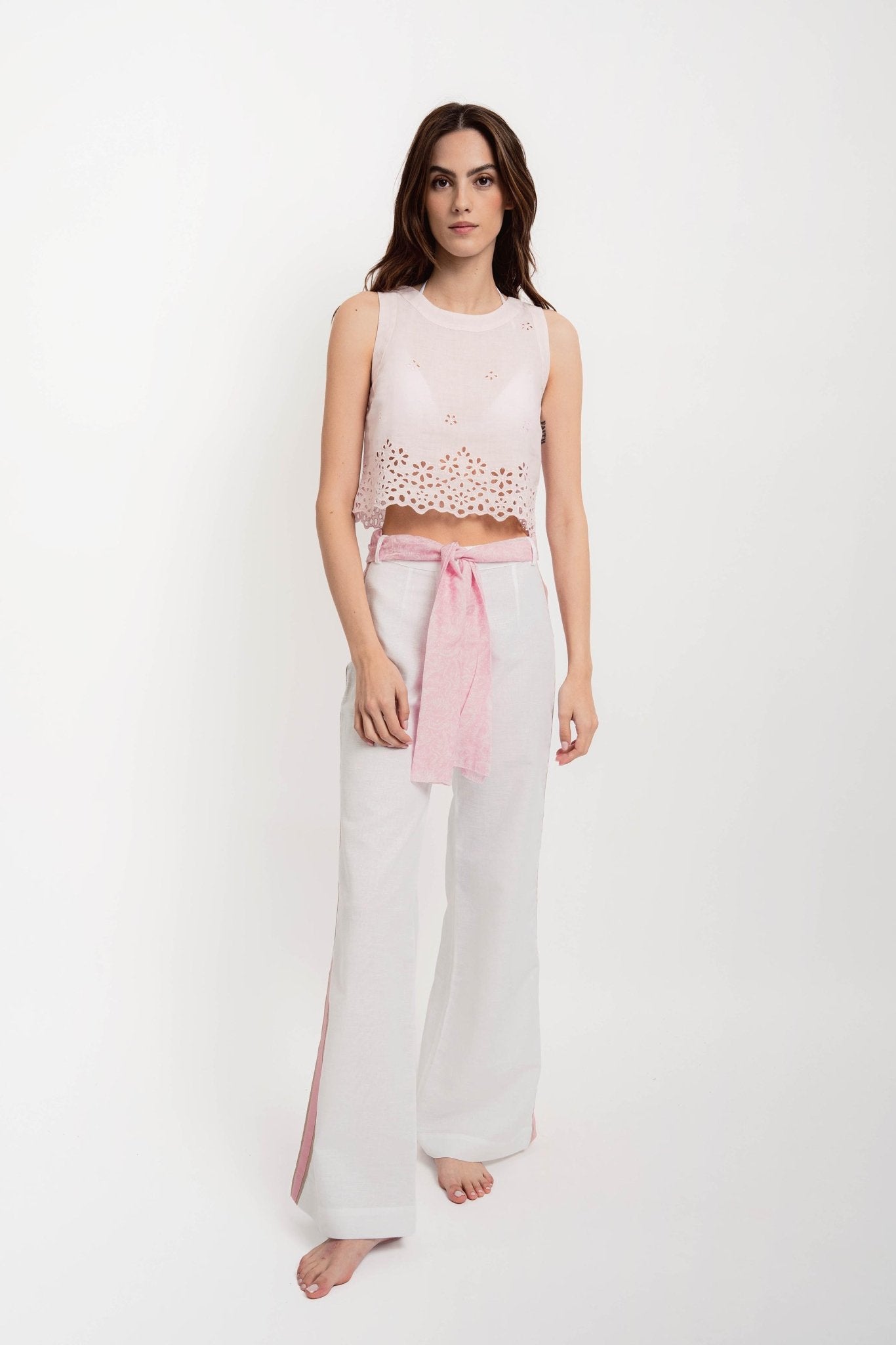 KEYLA Women's Striped Trousers Linen - Pants - Jacques Zolty Saint Barths