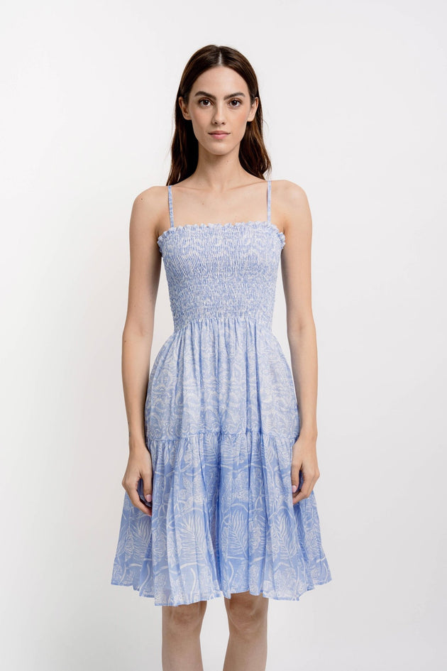 BROOKE Short Strap Dress Silky Cotton VM Print - Dresses - Jacques Zolty Saint Barths
