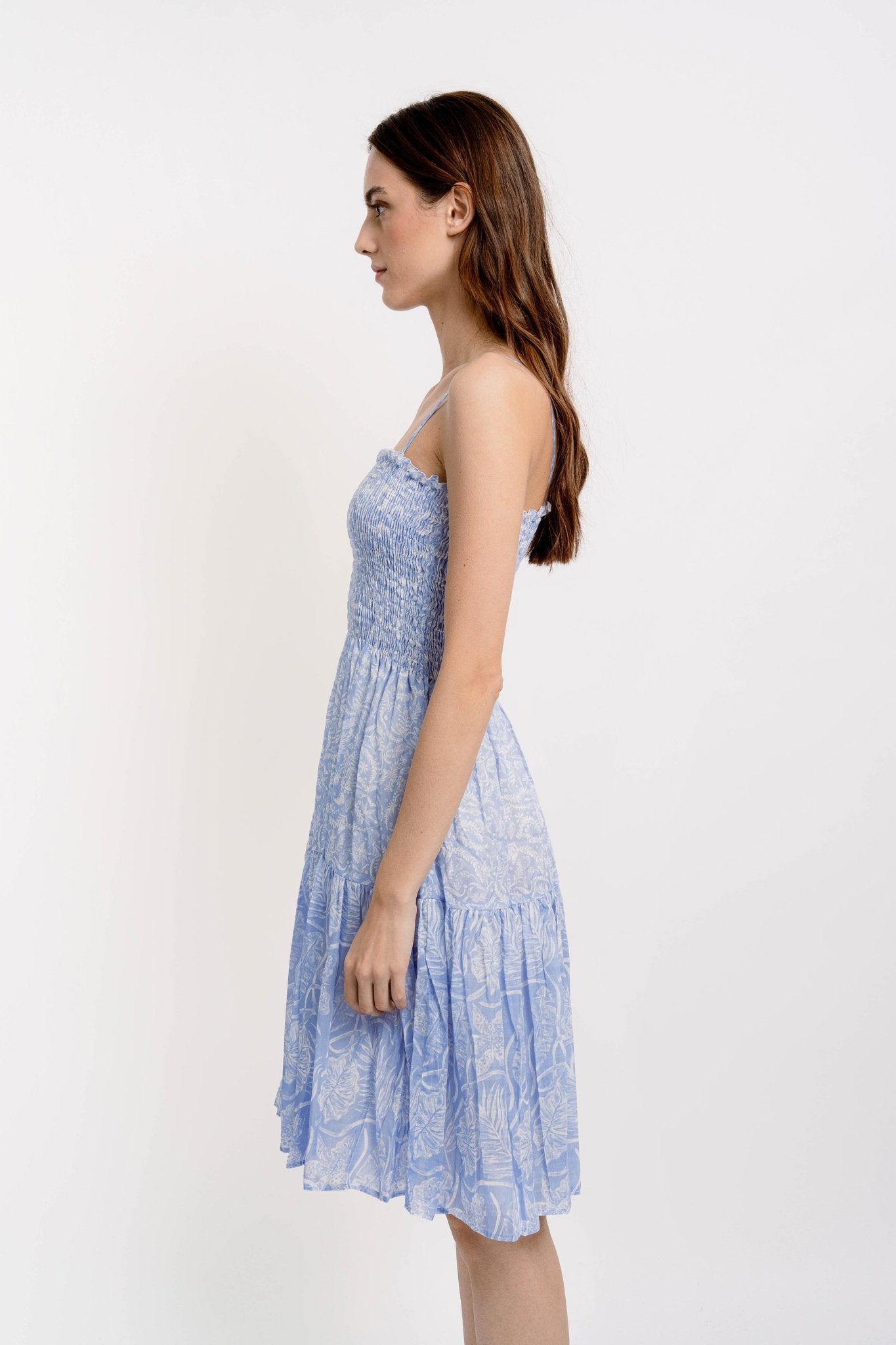 BROOKE Short Strap Dress Silky Cotton VM Print - Dresses - Jacques Zolty Saint Barths