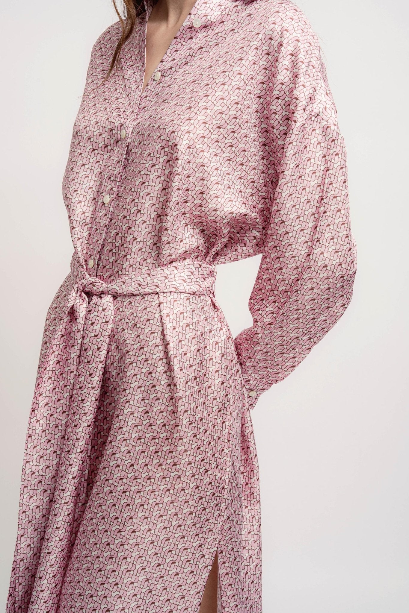 TANYA Silk Long Shirt Dress JZ print - Dresses - Jacques Zolty Saint Barths