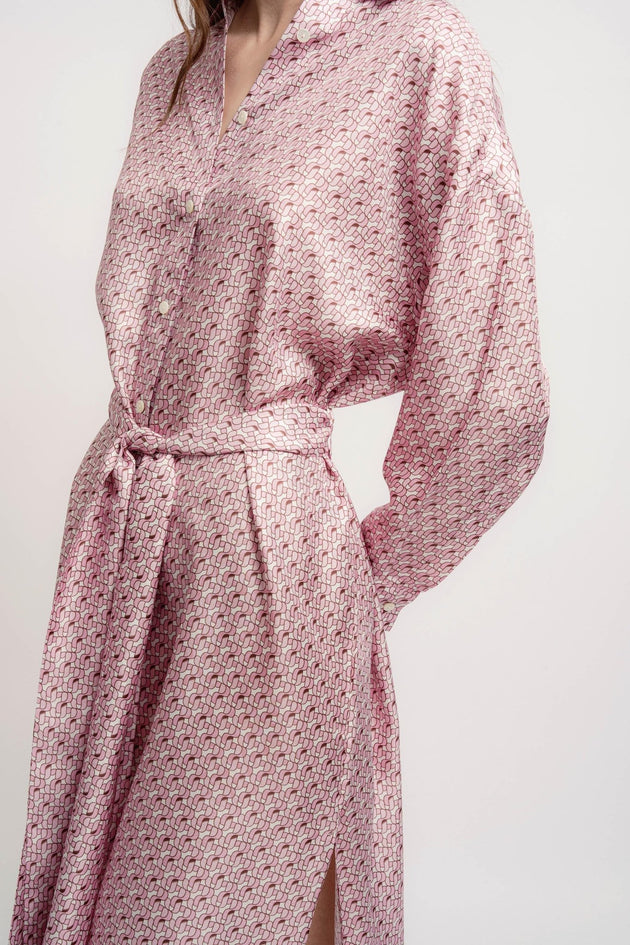TANYA Silk Long Shirt Dress JZ print - Dresses - Jacques Zolty Saint Barths