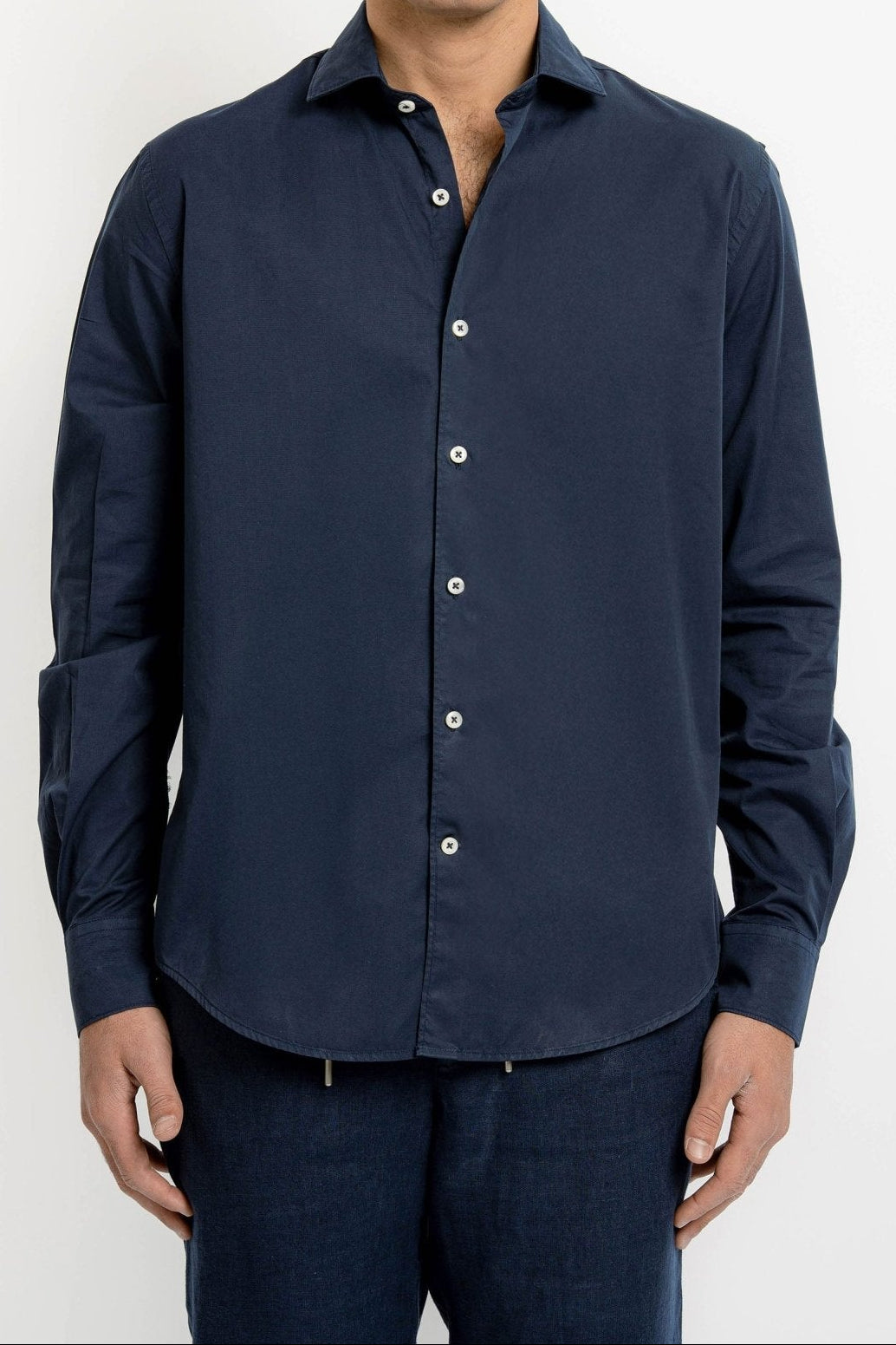 Man in navy Cotton Shirt - Shirts - Jacques Zolty Saint Barths