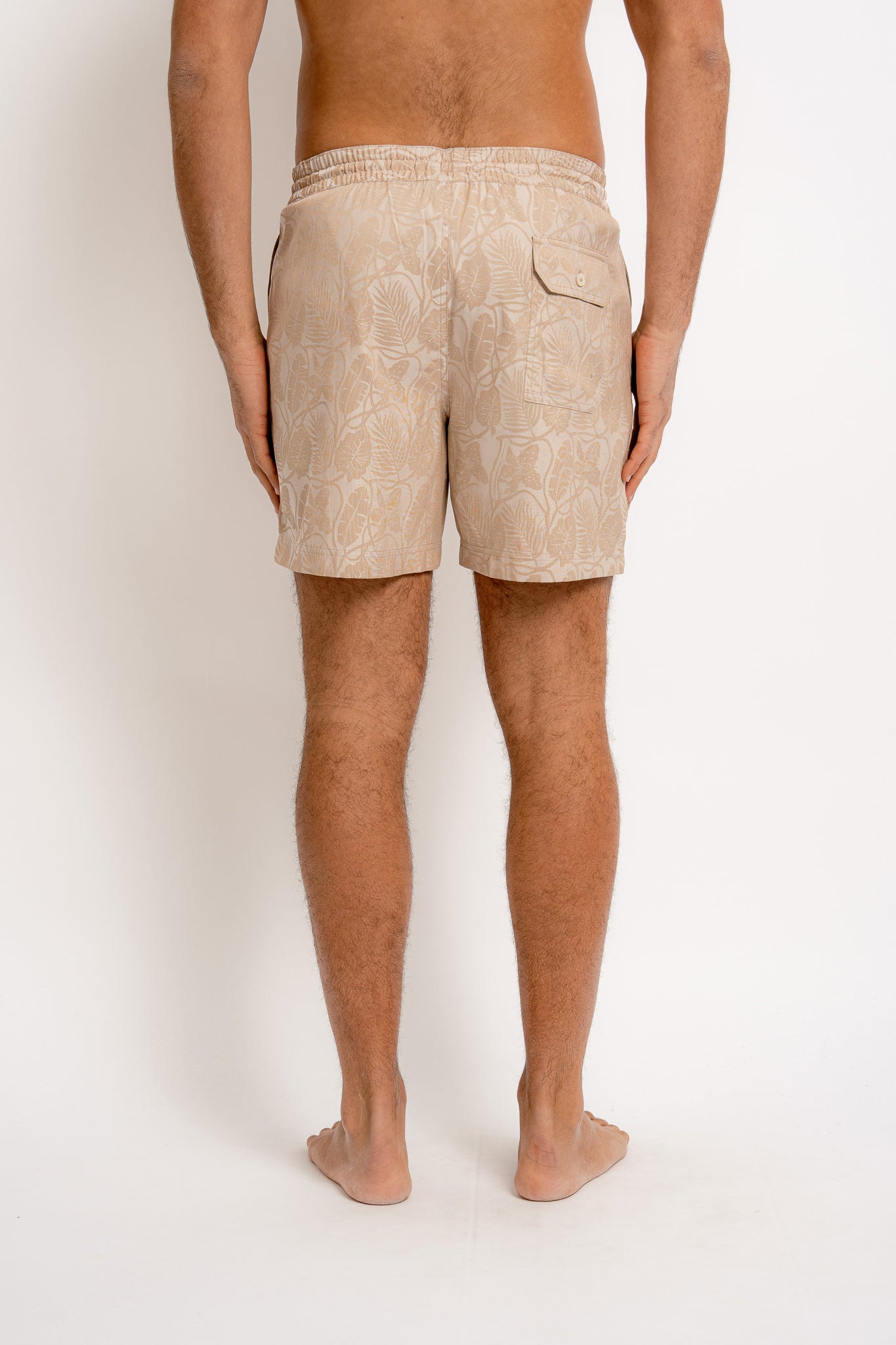 ALBERT Swimwear Jacquard Print Beige - Swim Shorts - Jacques Zolty Saint Barths