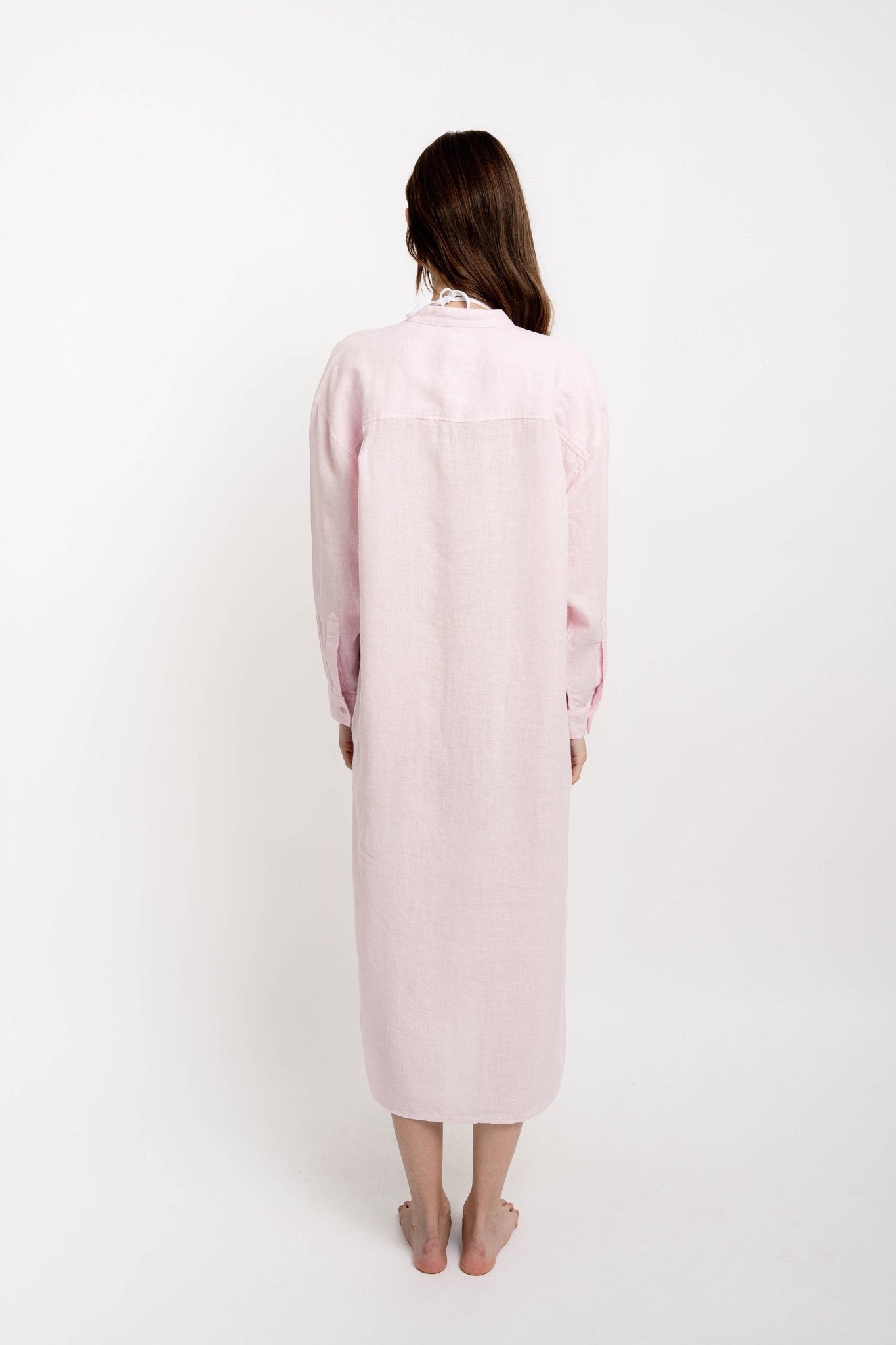 KATE Long Shirt Dress Linen Pink - Dresses - Jacques Zolty Saint Barths