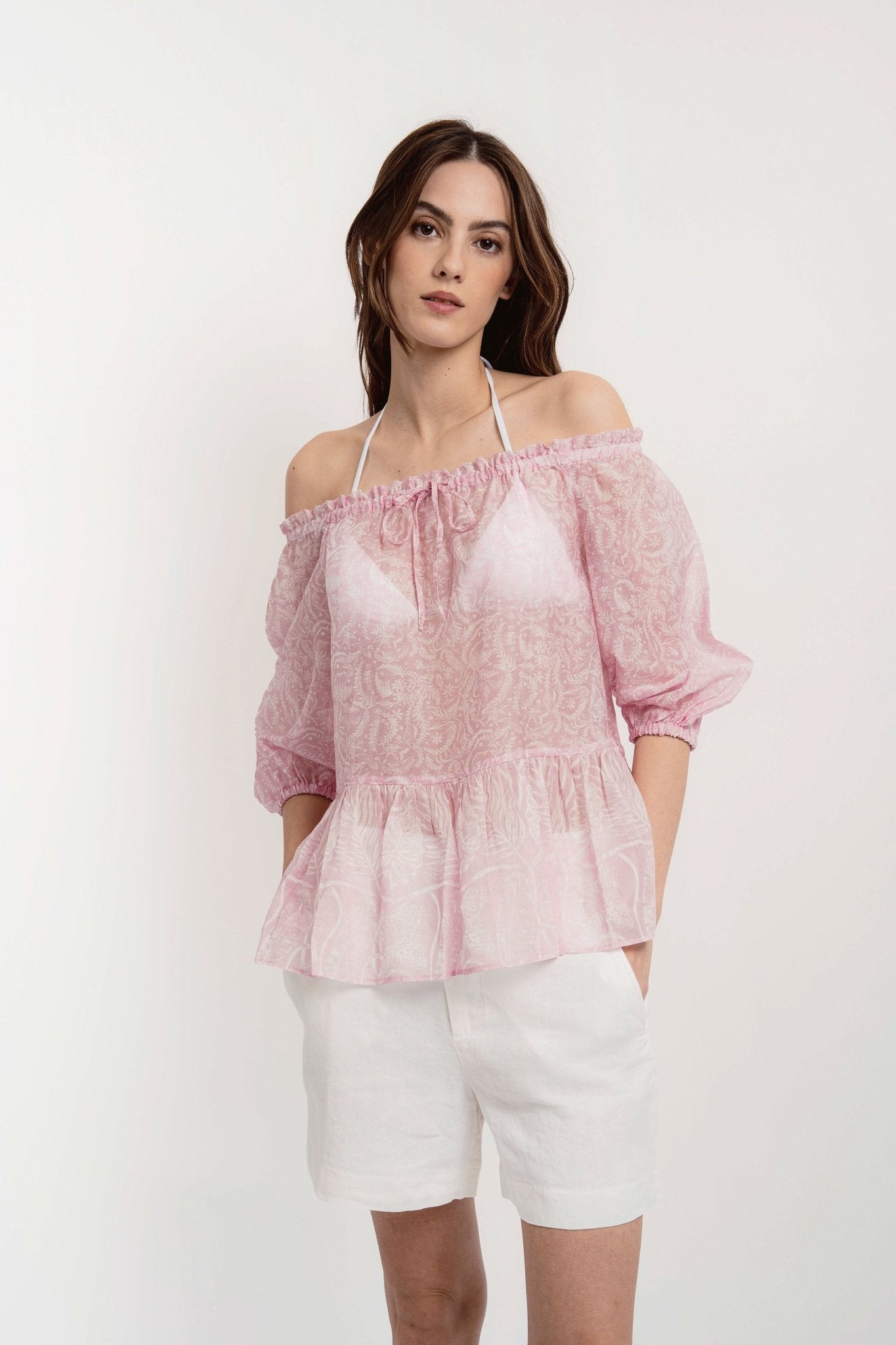 CHRISTY Round Collar Shirt Silky Cotton VM Print - Shirts - Jacques Zolty Saint Barths