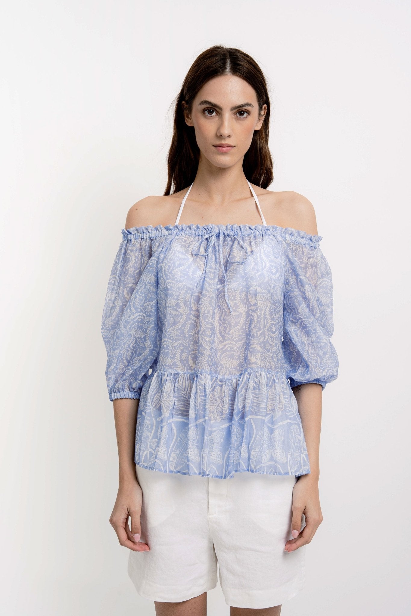 CHRISTY Round Collar Shirt Silky Cotton VM Print - Shirts - Jacques Zolty Saint Barths
