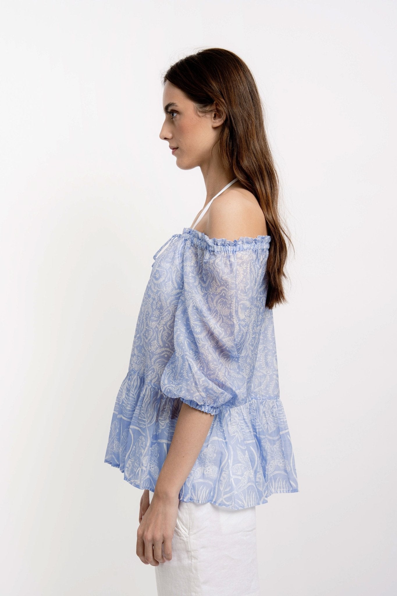 CHRISTY Round Collar Shirt Silky Cotton VM Print - Shirts - Jacques Zolty Saint Barths