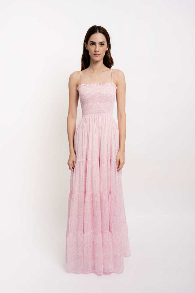 IRENE Long Strap Dress Silky Cotton VM Print - Dresses - Jacques Zolty Saint Barths