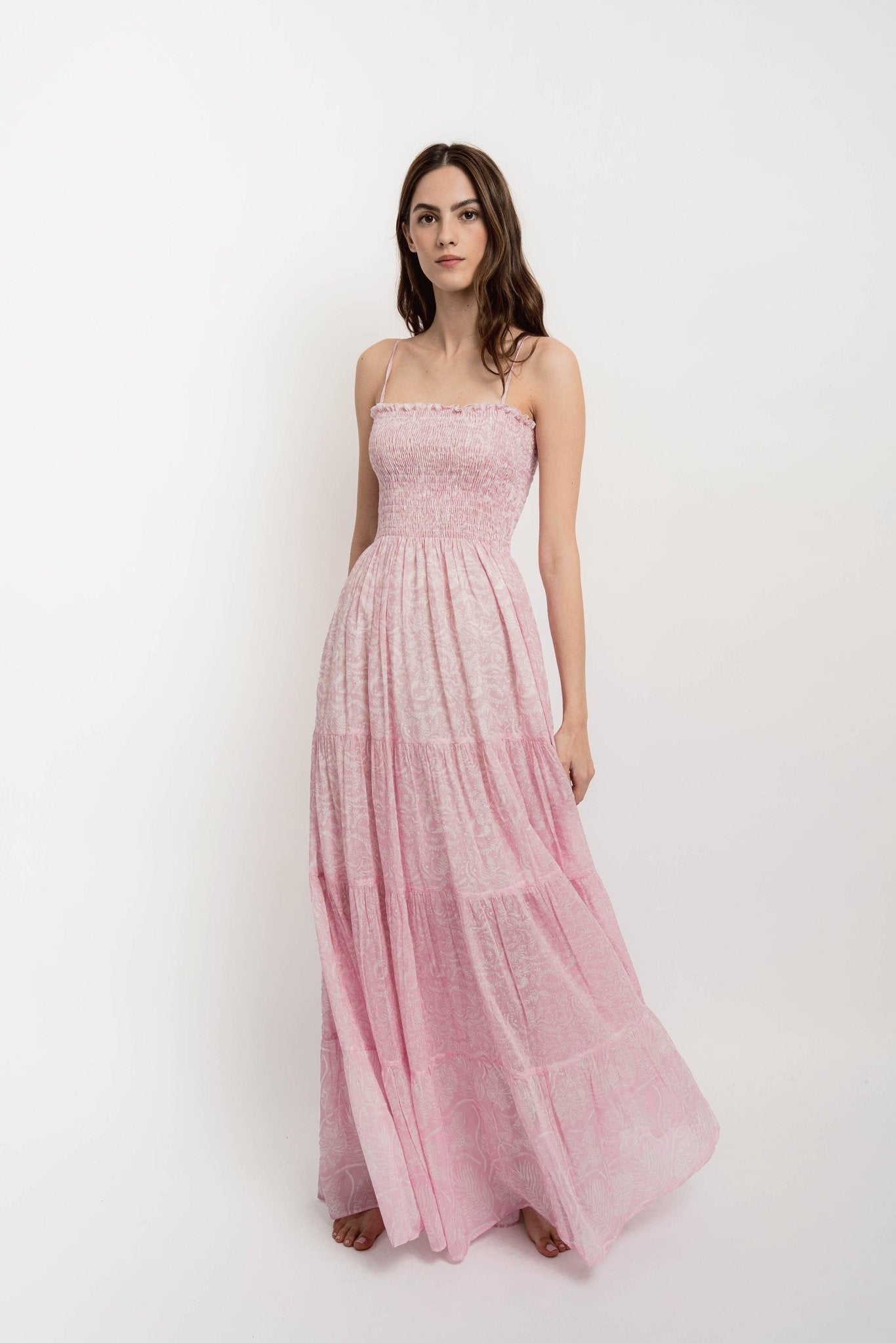 IRENE Long Strap Dress Silky Cotton VM Print - Dresses - Jacques Zolty Saint Barths