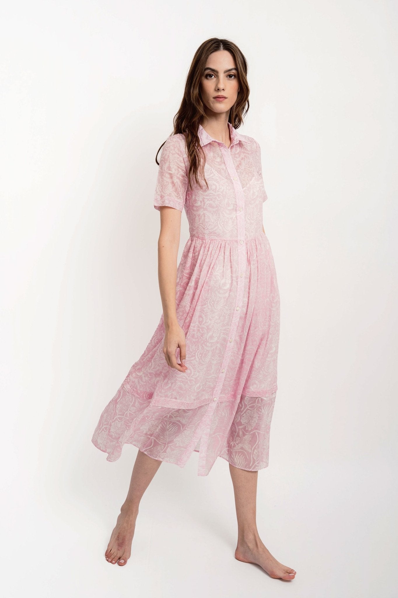 SALLY Shirt Dress Silky Cotton VM Print - Dresses - Jacques Zolty Saint Barths