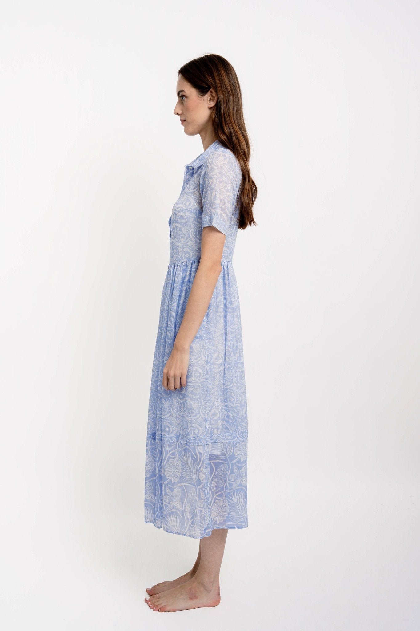 SALLY Shirt Dress Silky Cotton VM Print - Dresses - Jacques Zolty Saint Barths