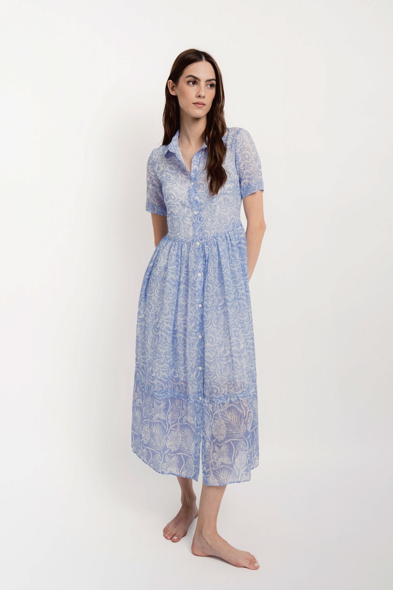 SALLY Shirt Dress Silky Cotton VM Print - Dresses - Jacques Zolty Saint Barths