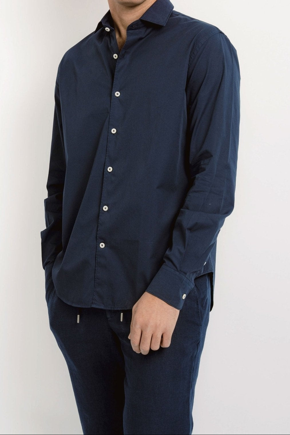 Man in navy Cotton Shirt - Shirts - Jacques Zolty Saint Barths