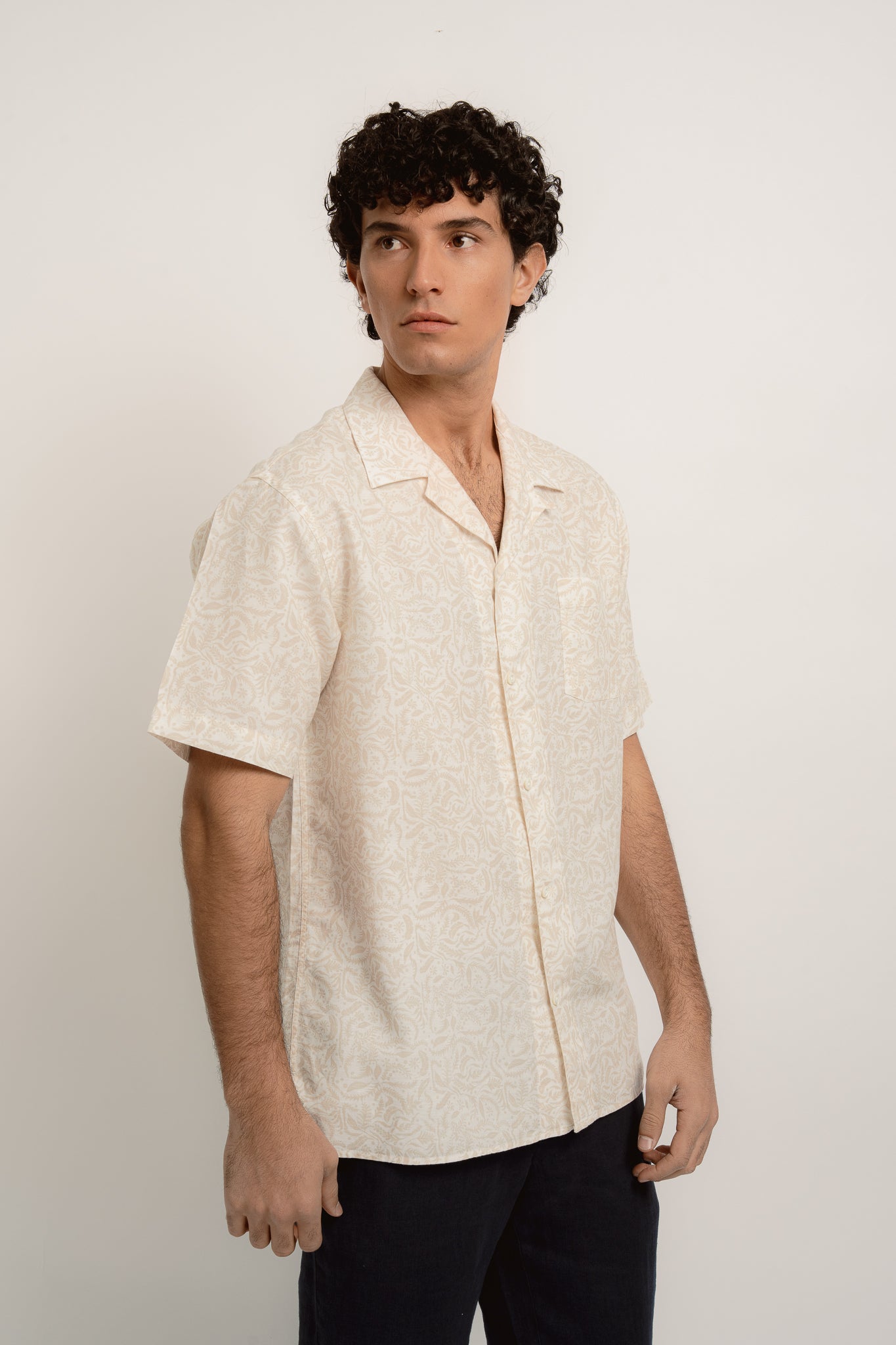 ARNAUD Linen VM Print Beige - Shirts - Jacques Zolty Saint Barths