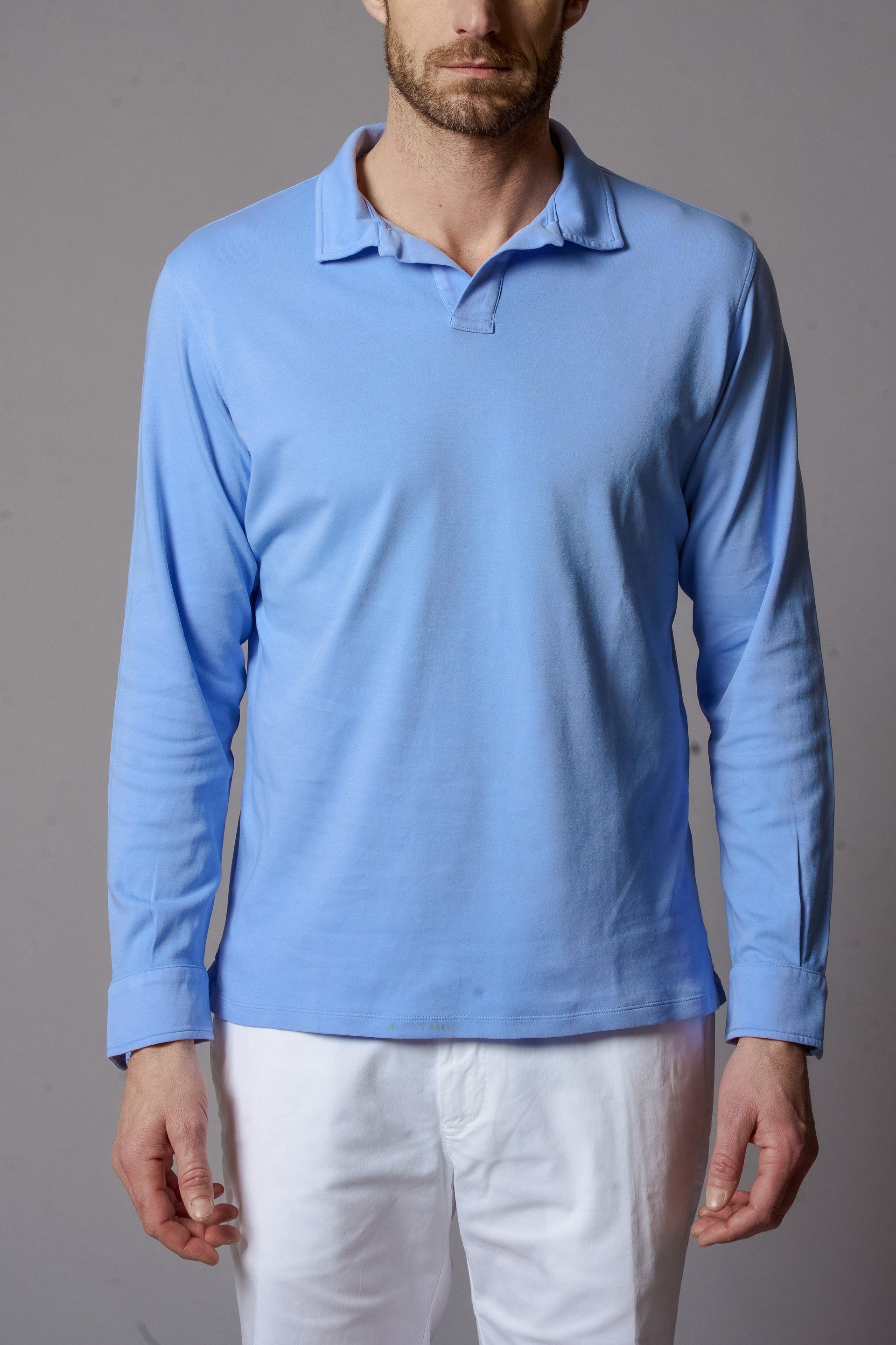 PAUL LS Mens Cotton Polo Long Sleeves Solid Colors