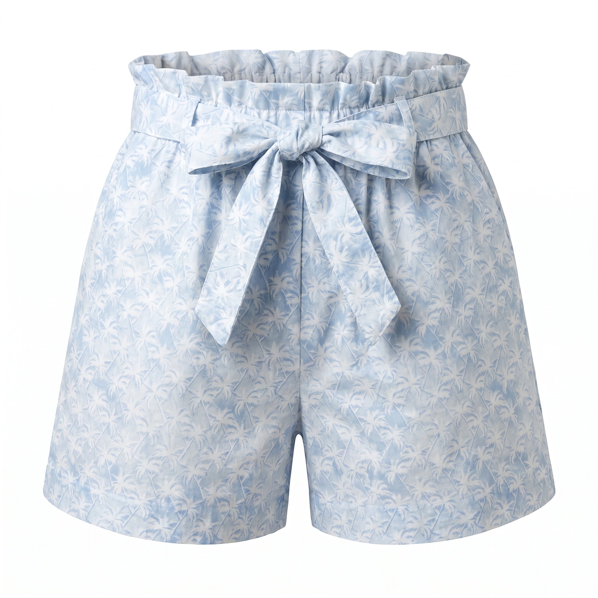 Noemi Belted Shorts Palms Print