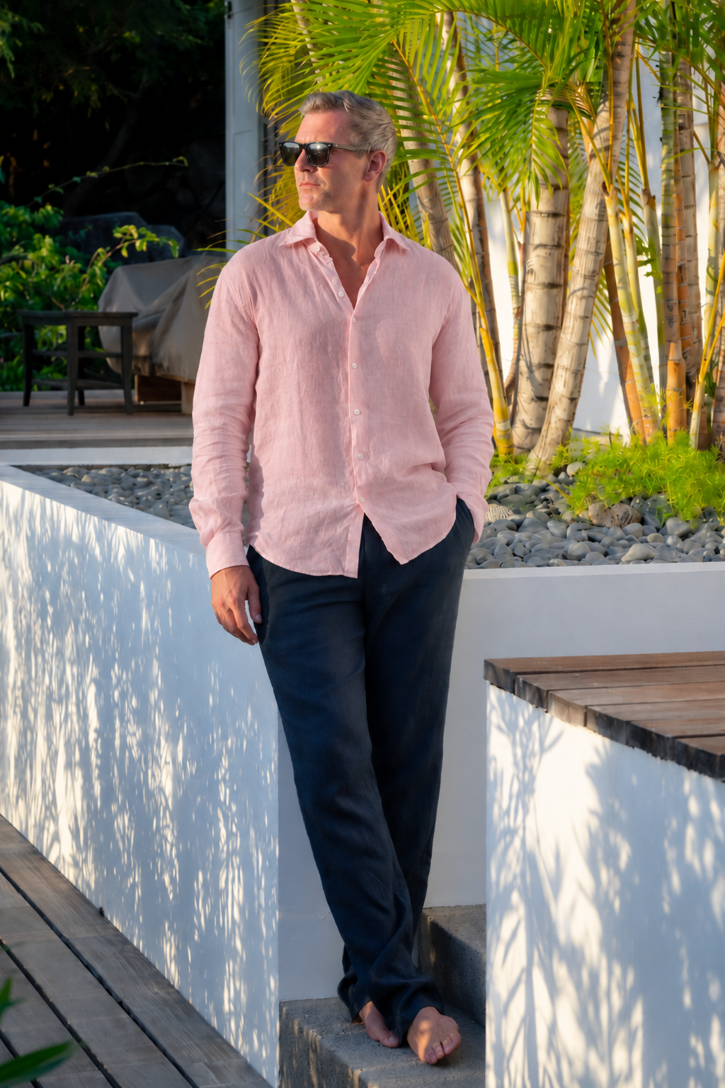 Jacques Linen Shirt in Pale Pink