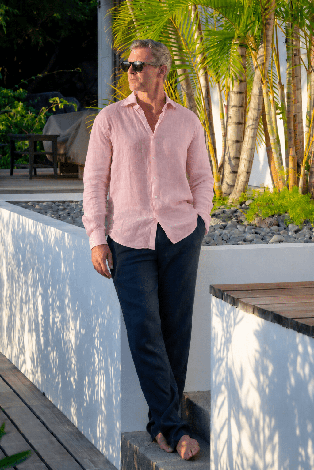 Jacques Linen Shirt in Pale Pink - Shirts - Jacques Zolty Saint Barths