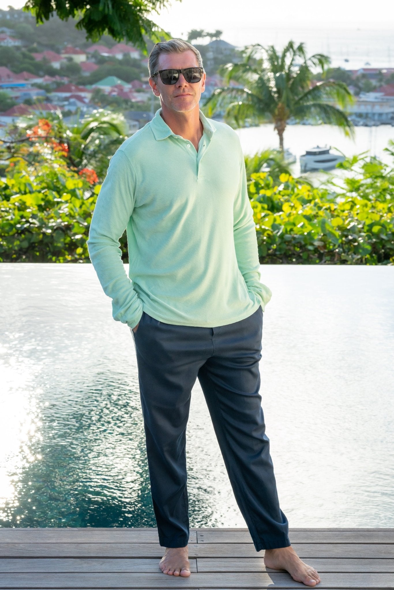 PETER Terry Cotton Polo Long Sleeve - T-Shirts & Polos - Jacques Zolty Saint Barths