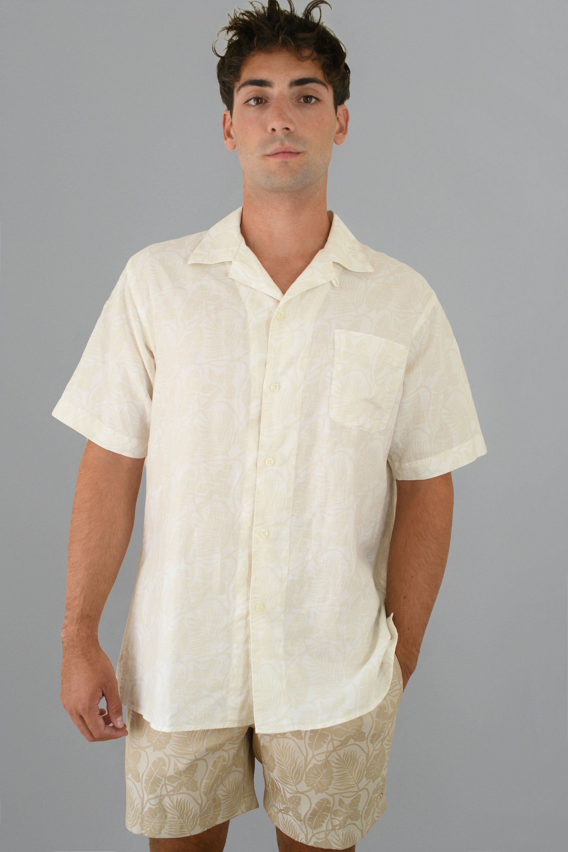 Arnaud Mens Linen Print Beige