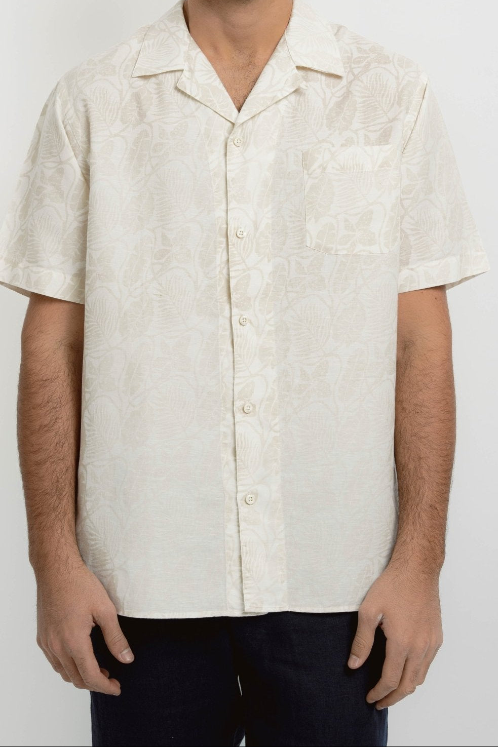ARNAUD Linen VM Print Beige - Shirts - Jacques Zolty Saint Barths