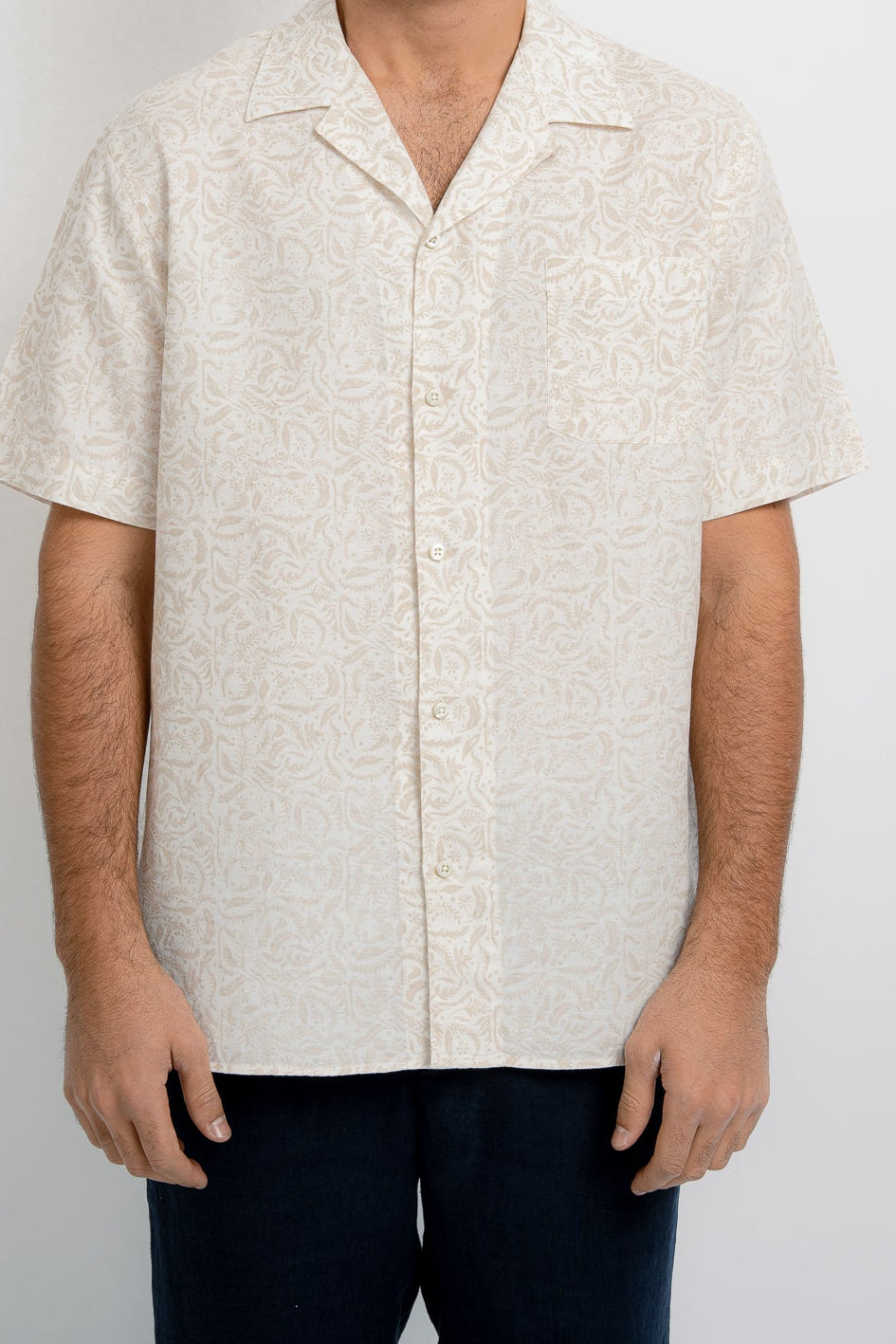 ARNAUD Linen VM Print Beige - Shirts - Jacques Zolty Saint Barths