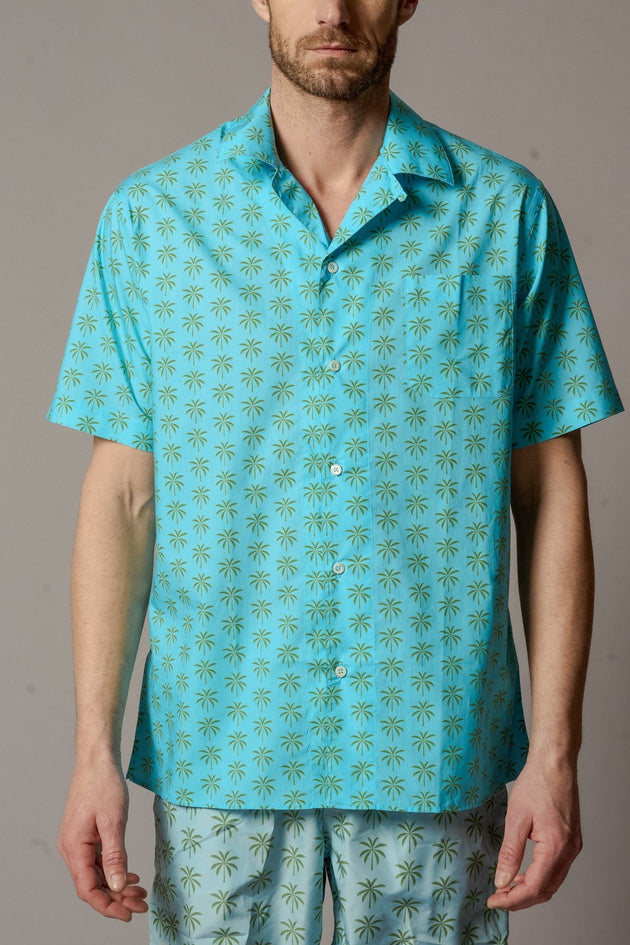 ARNAUD Men's Cotton Shirt Palms - Shirts - Jacques Zolty Saint Barths