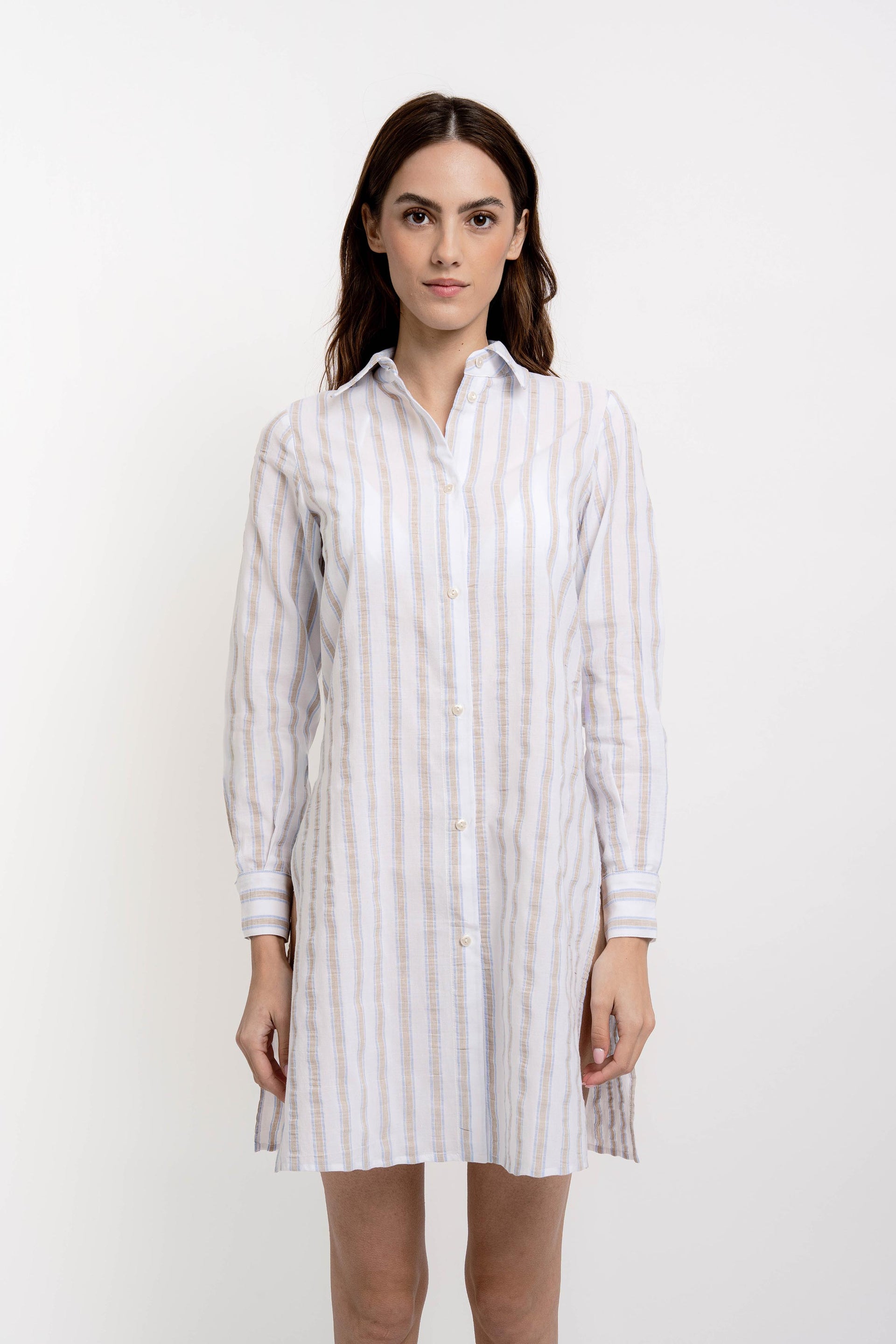 ALISHA Womens Long Striped Shirt
