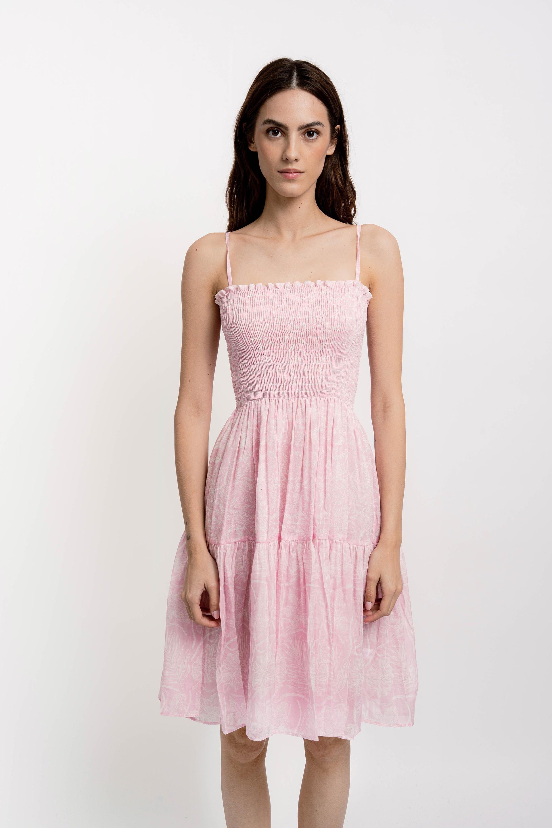 Brooke Short Strap Dress Silky Cotton VM Print