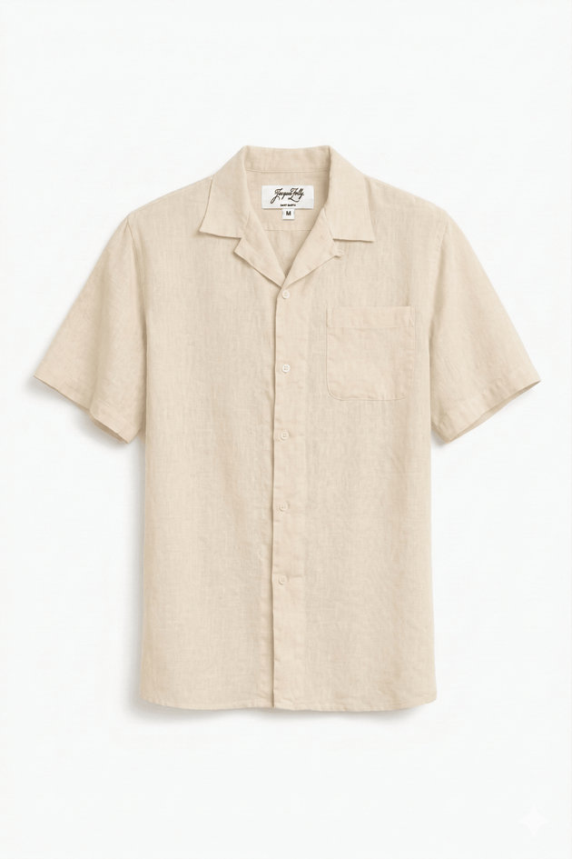 ARNAUD Linen VM Print Beige - Shirts - Jacques Zolty Saint Barths