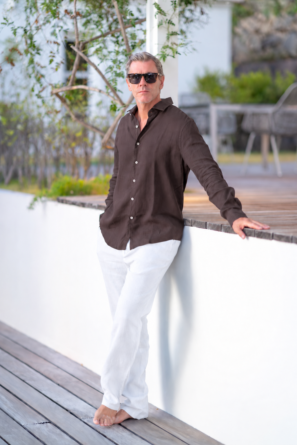 Jacques Linen Shirt in Seal Brown