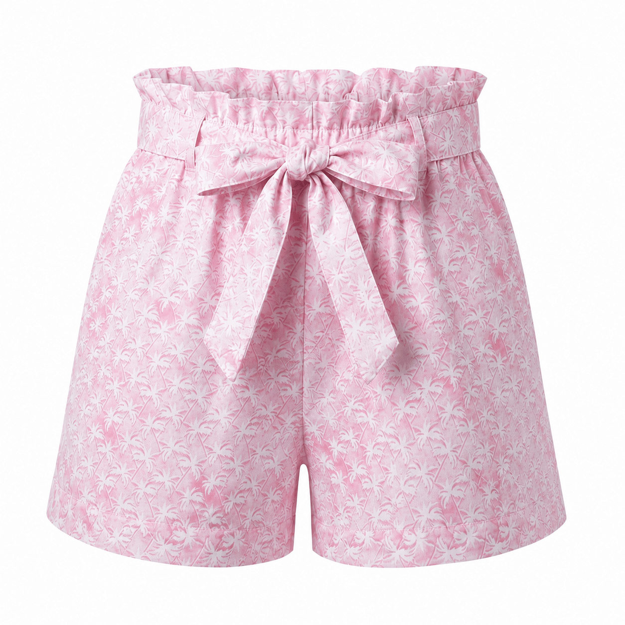 Woman in Palms print Noemi belted shorts